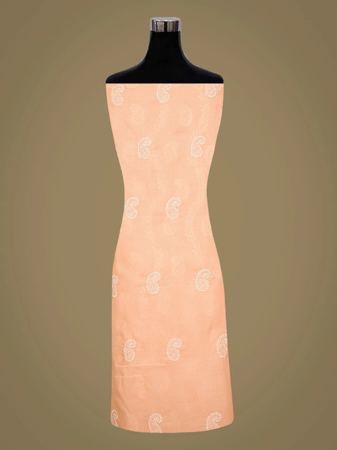 Ada Hand Embroidered Peach Cotton Lucknowi Chikankari Unstitched Suit Piece 01A861462