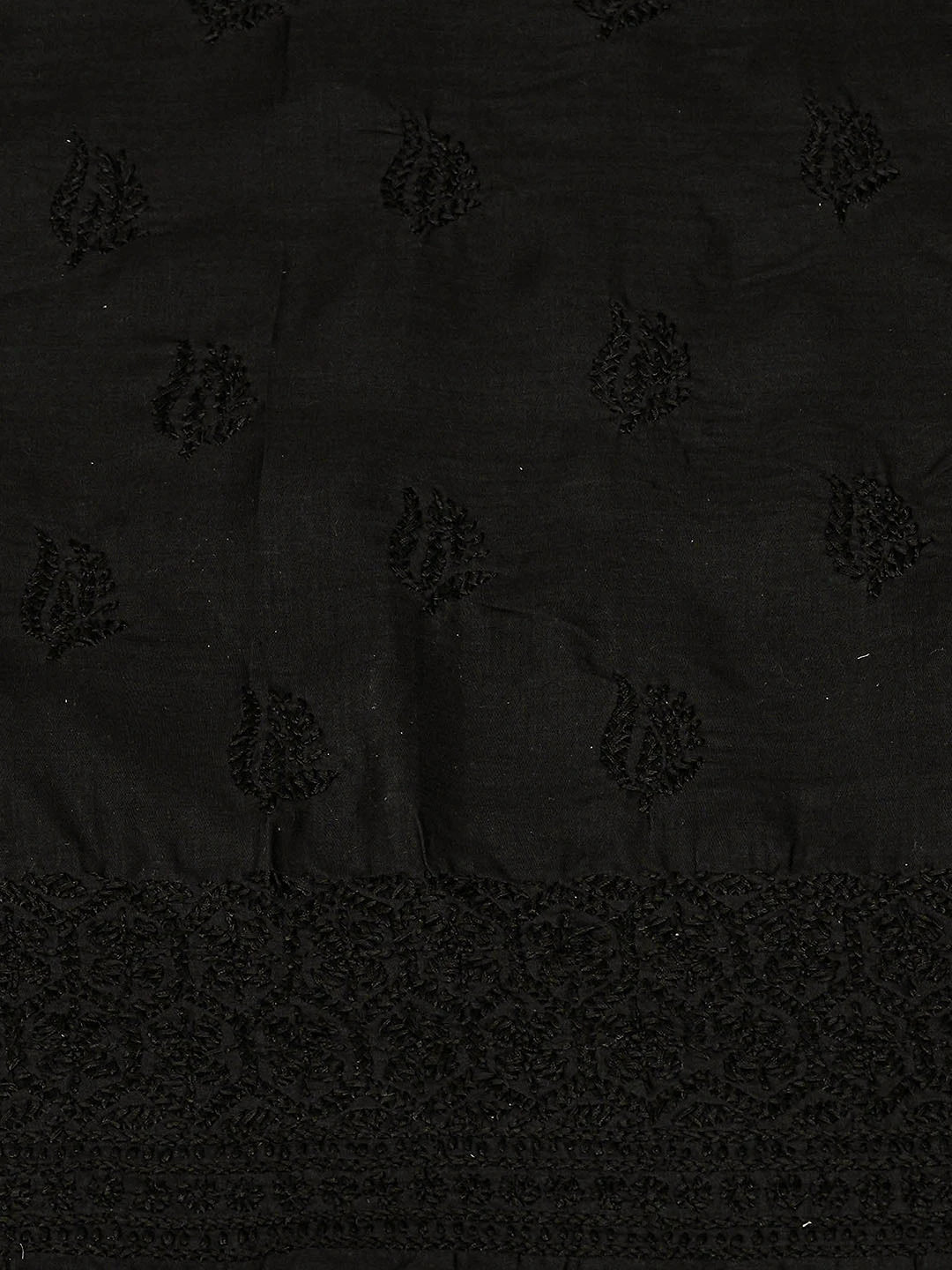 Ada Hand Embroidered Black Cotton Lucknowi Chikankari Unstitched Suit Piece 01A839620