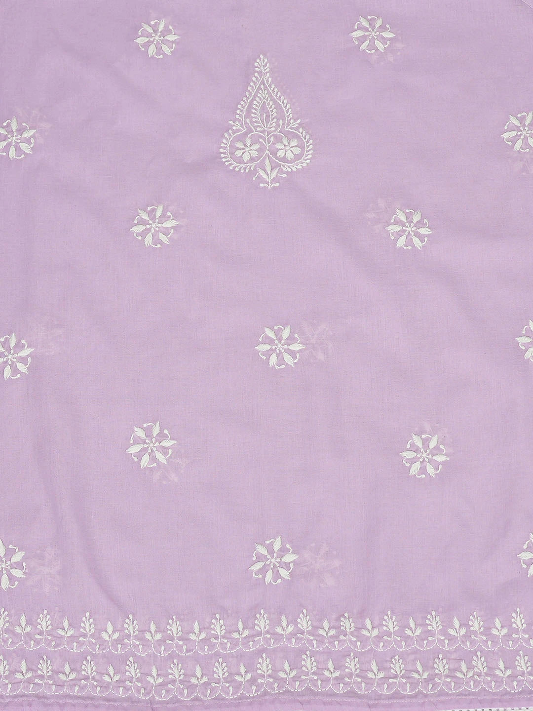 Ada Hand Embroidered Lavender Cotton Lucknowi Chikankari Semi-Stitched Kurta Dupatta Set 01A791339