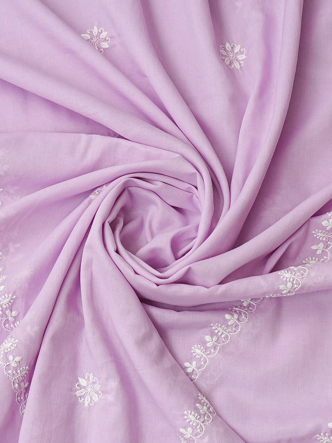 Ada Hand Embroidered Lavender Cotton Lucknowi Chikankari Semi-Stitched Kurta Dupatta Set 01A791339