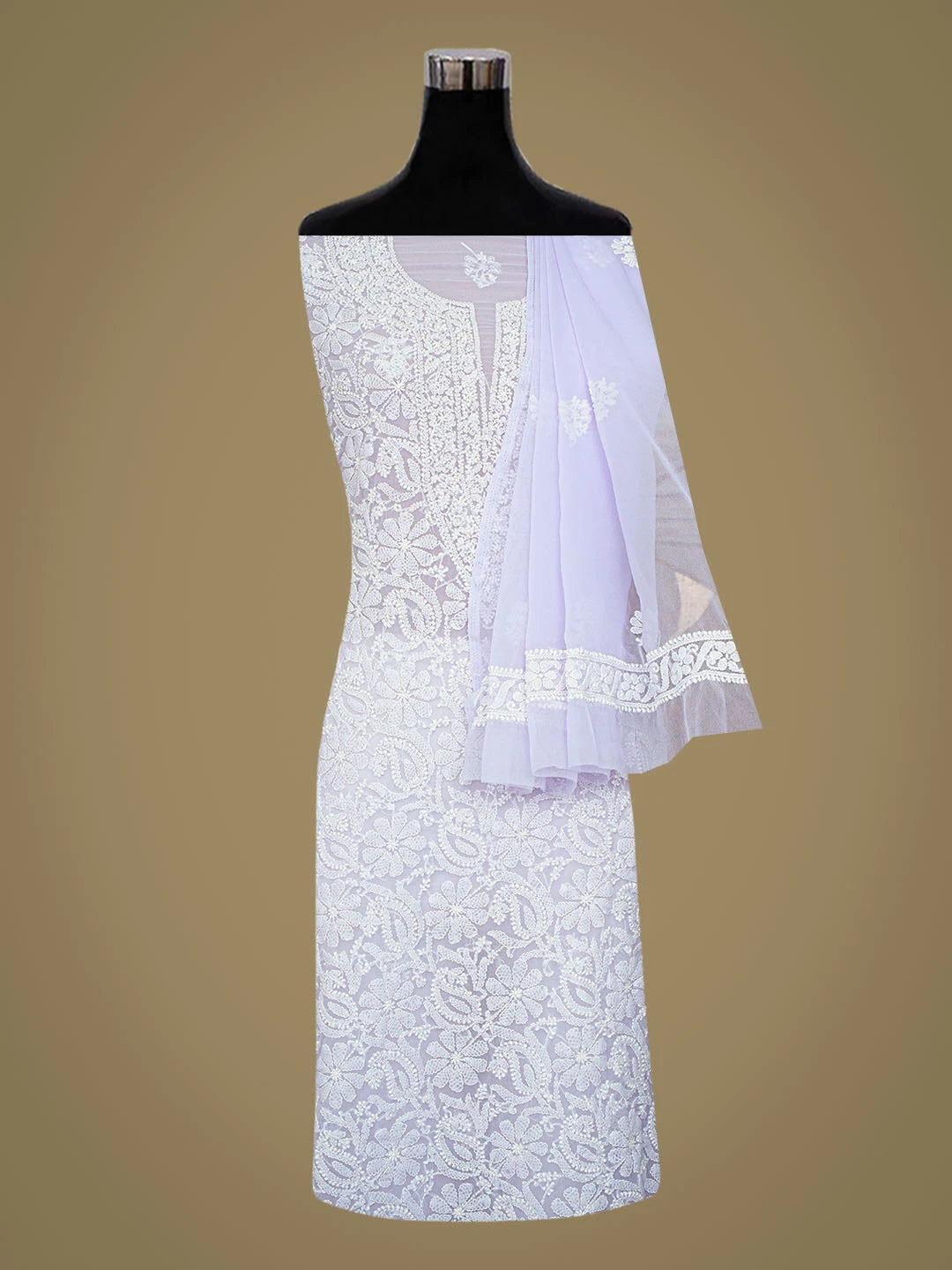 Ada Hand Embroidered Light Mauve Georgette Lucknowi Chikankari Unstitched Suit Piece 01A859806