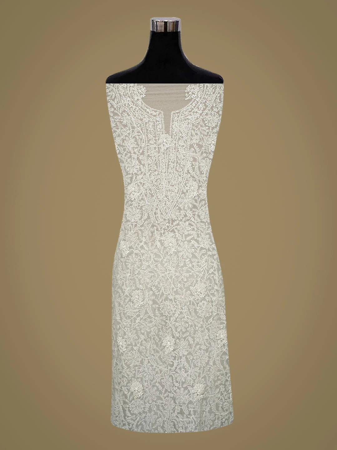 Ada Hand Embroidered Grey Georgette Lucknowi Chikankari Unstitched Suit Piece 01A859814