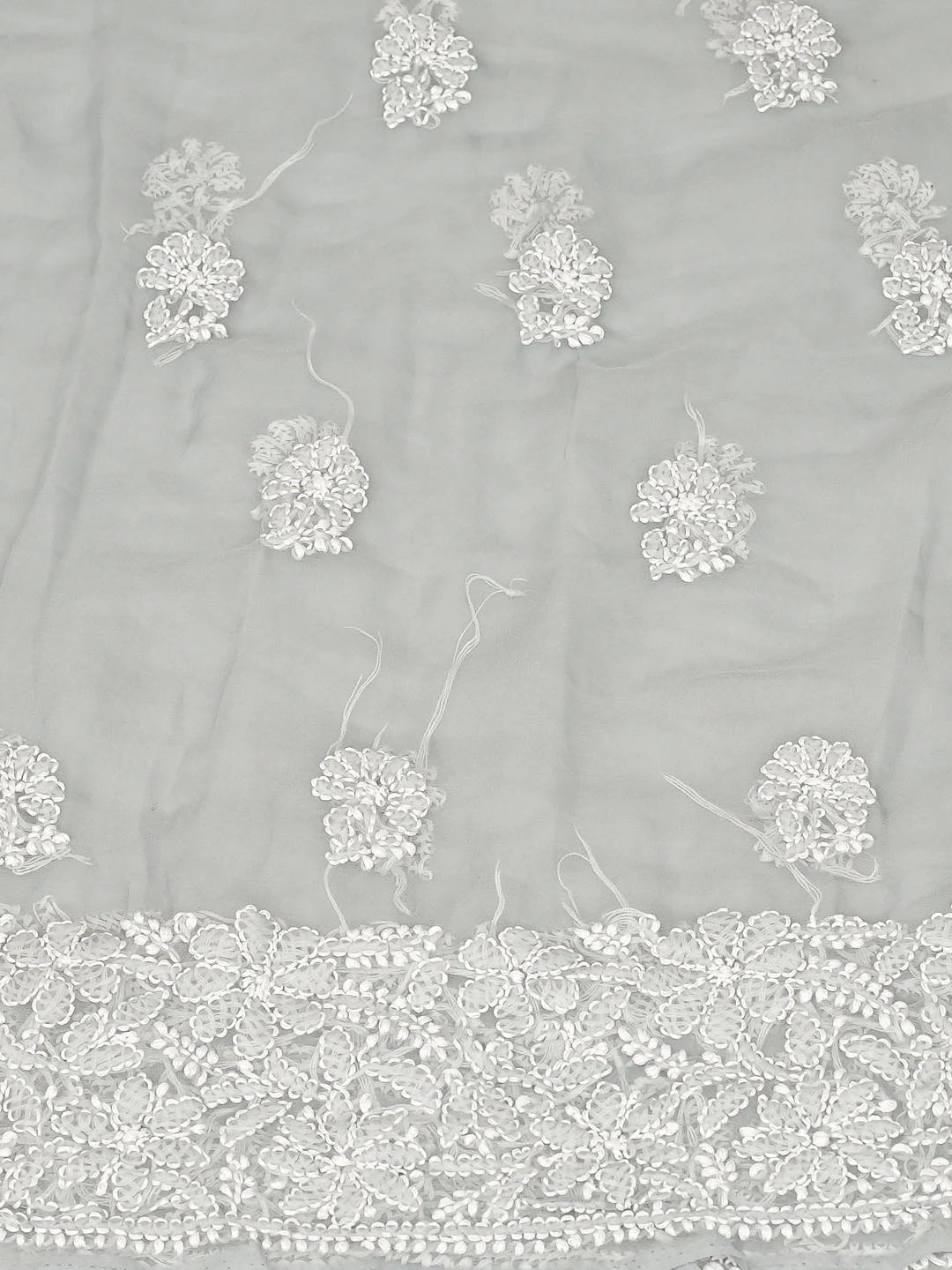 Ada Hand Embroidered Grey Georgette Lucknowi Chikankari Unstitched Suit Piece 01A859814