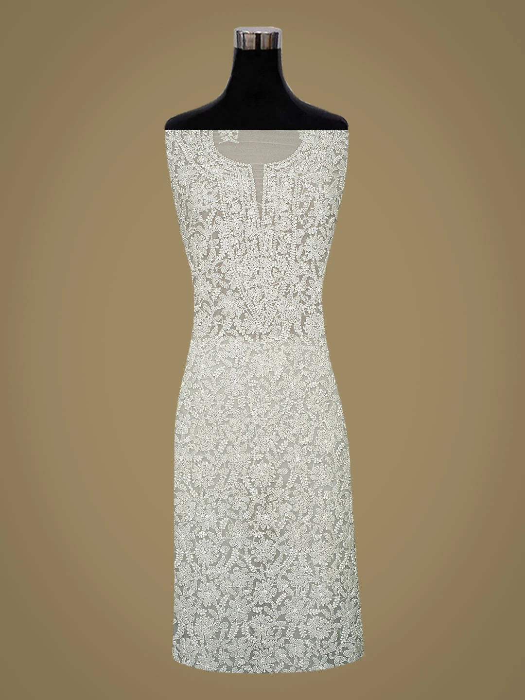Ada Hand Embroidered Grey Georgette Lucknowi Chikankari Unstitched Suit Piece 01A859814