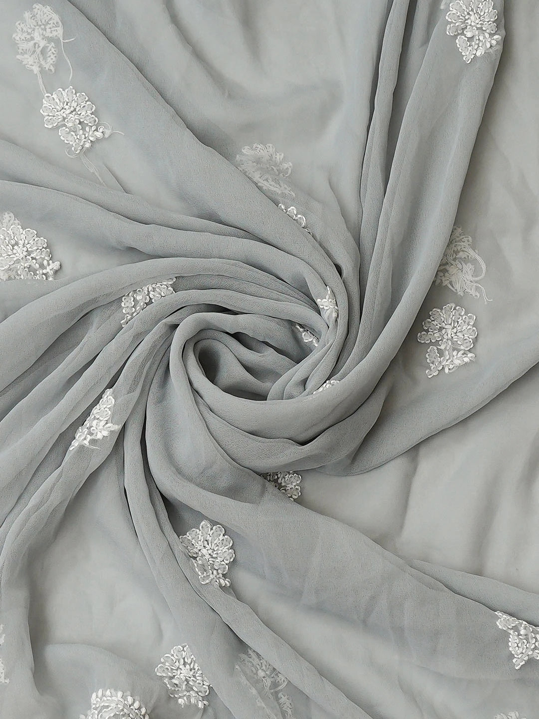 Ada Hand Embroidered Grey Georgette Lucknowi Chikankari Unstitched Suit Piece 01A859814