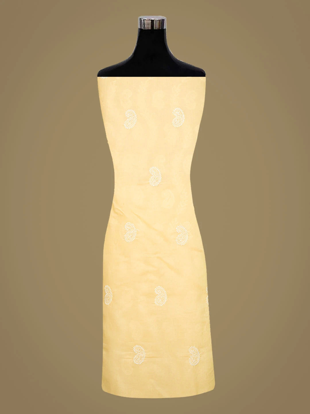 Ada Hand Embroidered Yellow Cotton Lucknowi Chikankari Unstitched Suit Piece 01A861454