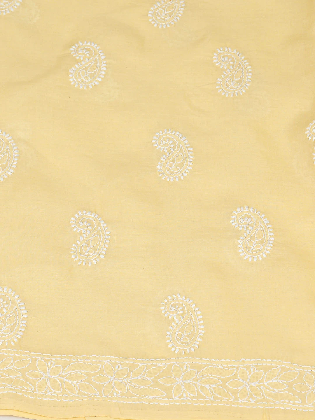 Ada Hand Embroidered Yellow Cotton Lucknowi Chikankari Unstitched Suit Piece 01A861454