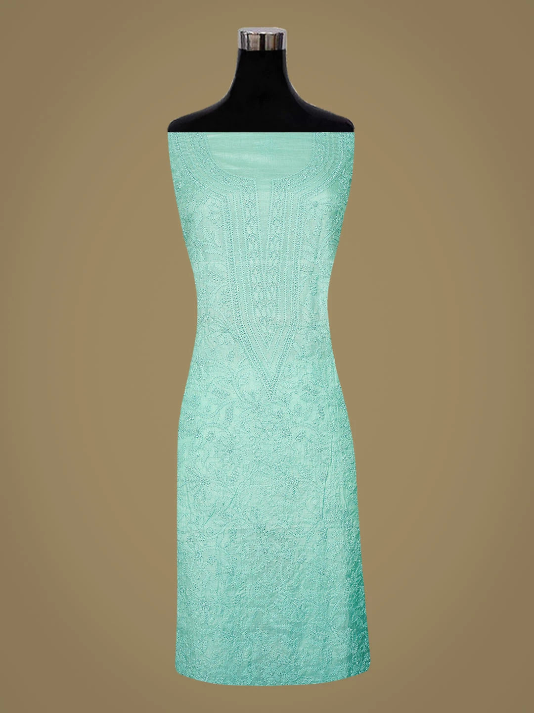 Ada Hand Embroidered Sea Green Silk Lucknowi Chikankari Unstitched Suit Piece 01A815875