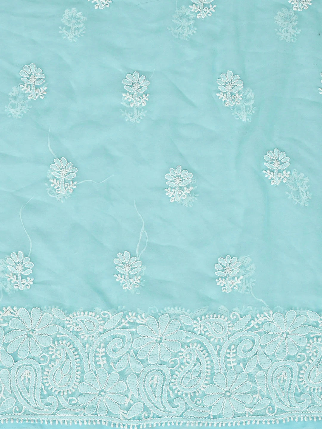 Ada Hand Embroidered Sky Blue Georgette Lucknowi Chikankari Unstitched Suit Piece 01A859797