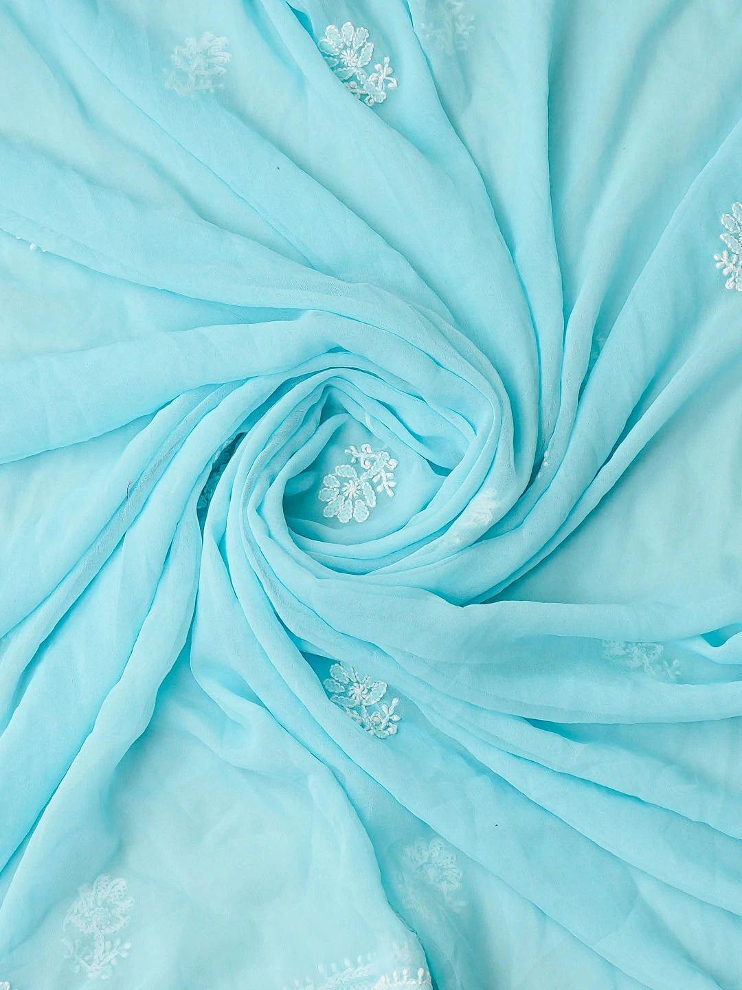 Ada Hand Embroidered Sky Blue Georgette Lucknowi Chikankari Unstitched Suit Piece 01A859797
