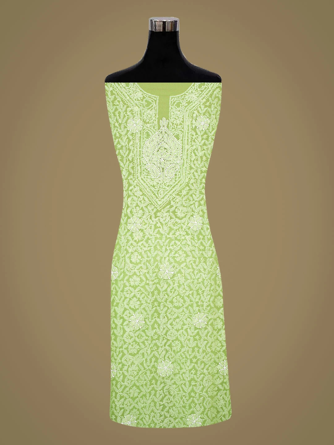 Ada Hand Embroidered Green Georgette Lucknowi Chikankari Unstitched Suit Piece 01A696691