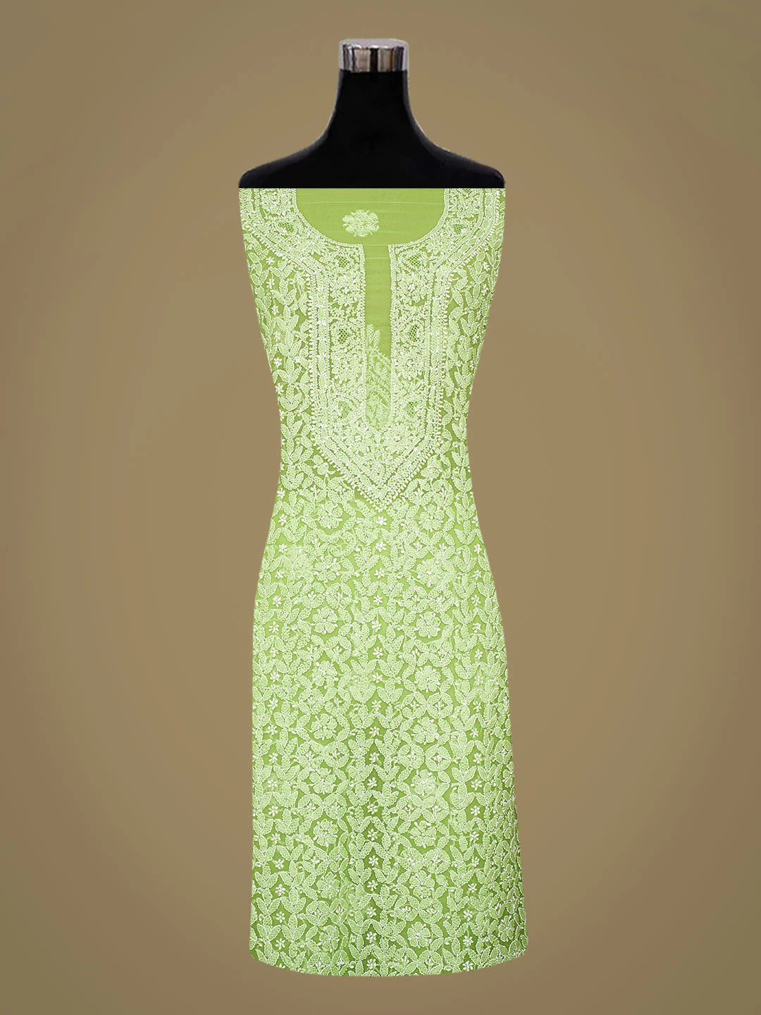 Ada Hand Embroidered Green Georgette Lucknowi Chikankari Unstitched Suit Piece 01A696691