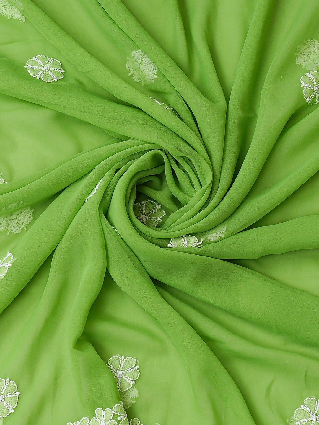 Ada Hand Embroidered Green Georgette Lucknowi Chikankari Unstitched Suit Piece 01A696691