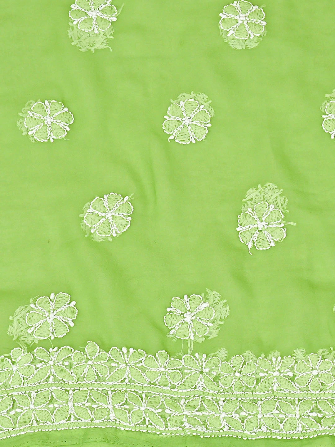 Ada Hand Embroidered Green Georgette Lucknowi Chikankari Unstitched Suit Piece 01A696691