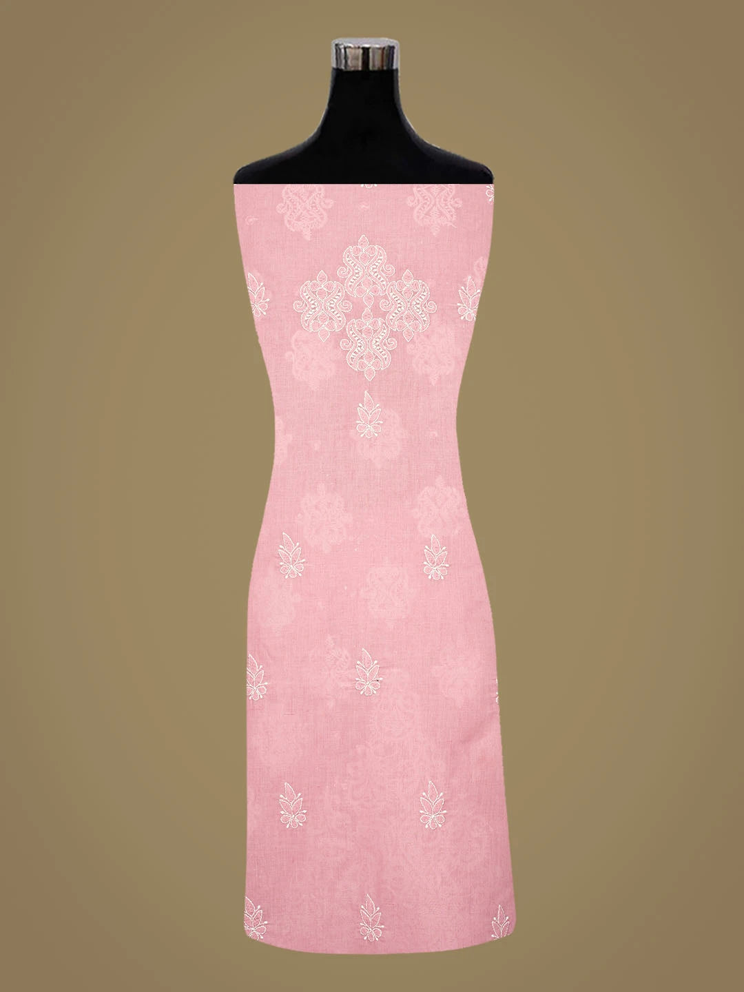 Ada Hand Embroidered Pink Cotton Lucknowi Chikankari Unstitched Suit Piece 01A753926
