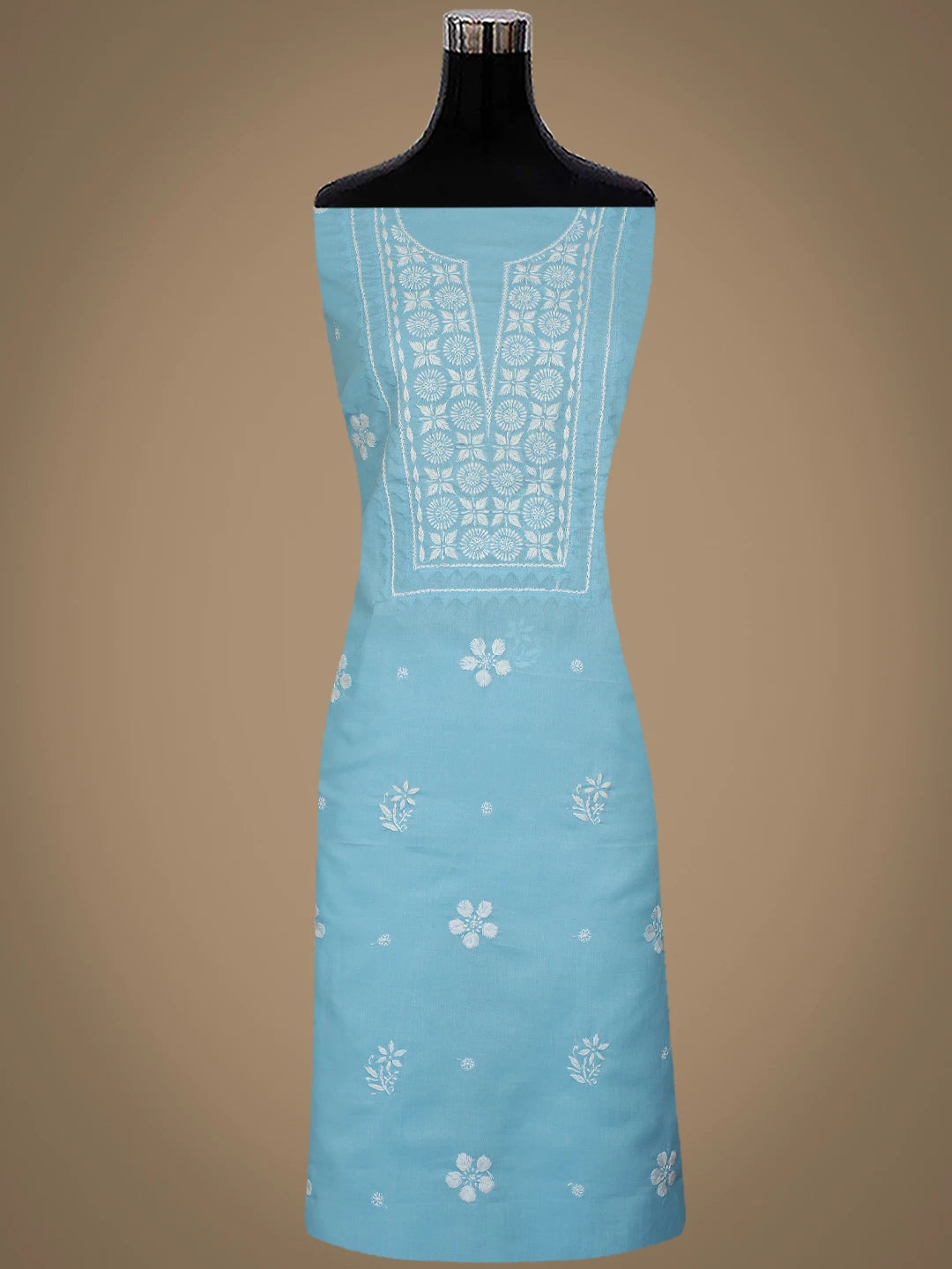 Ada Hand Embroidered Blue Cotton Lucknowi Chikankari Unstitched Suit Piece 01A488936