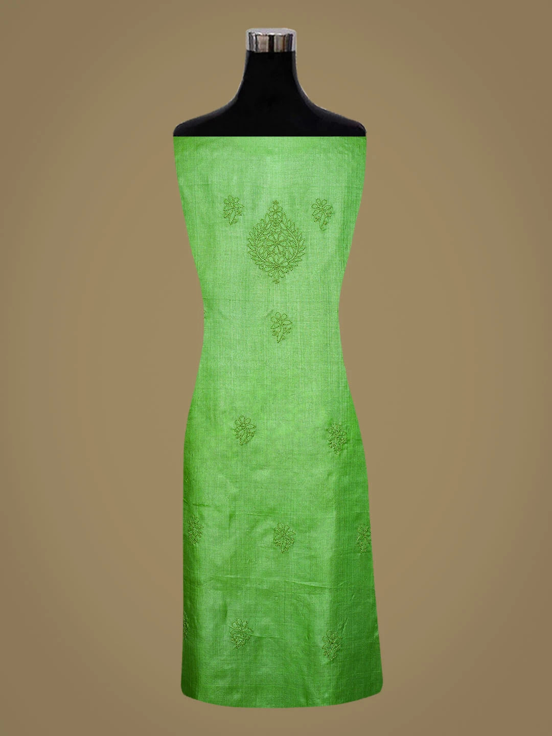 Ada Hand Embroidered Green Tussar Silk Lucknowi Chikankari Unstitched Suit Piece 01A763491