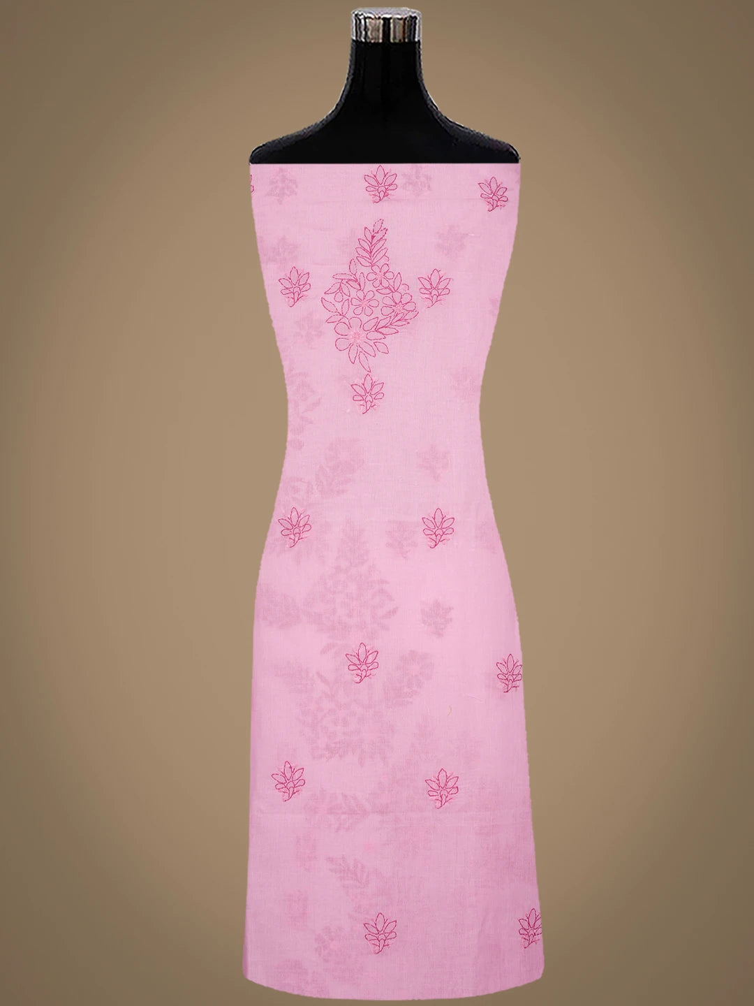 Ada Hand Embroidered Pink Cotton Lucknowi Chikankari Unstitched Suit Piece 01A862923