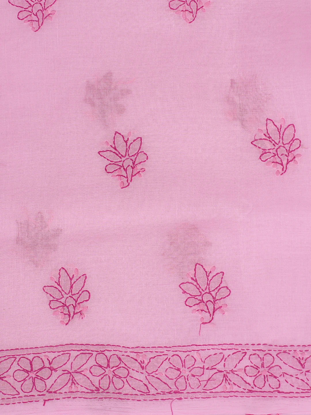 Ada Hand Embroidered Pink Cotton Lucknowi Chikankari Unstitched Suit Piece 01A862923