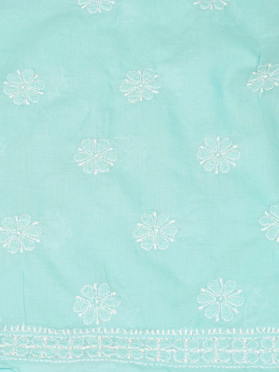 Ada Hand Embroidered Sky Blue Cotton Lucknowi Chikankari Unstitched Suit Piece 01A861485