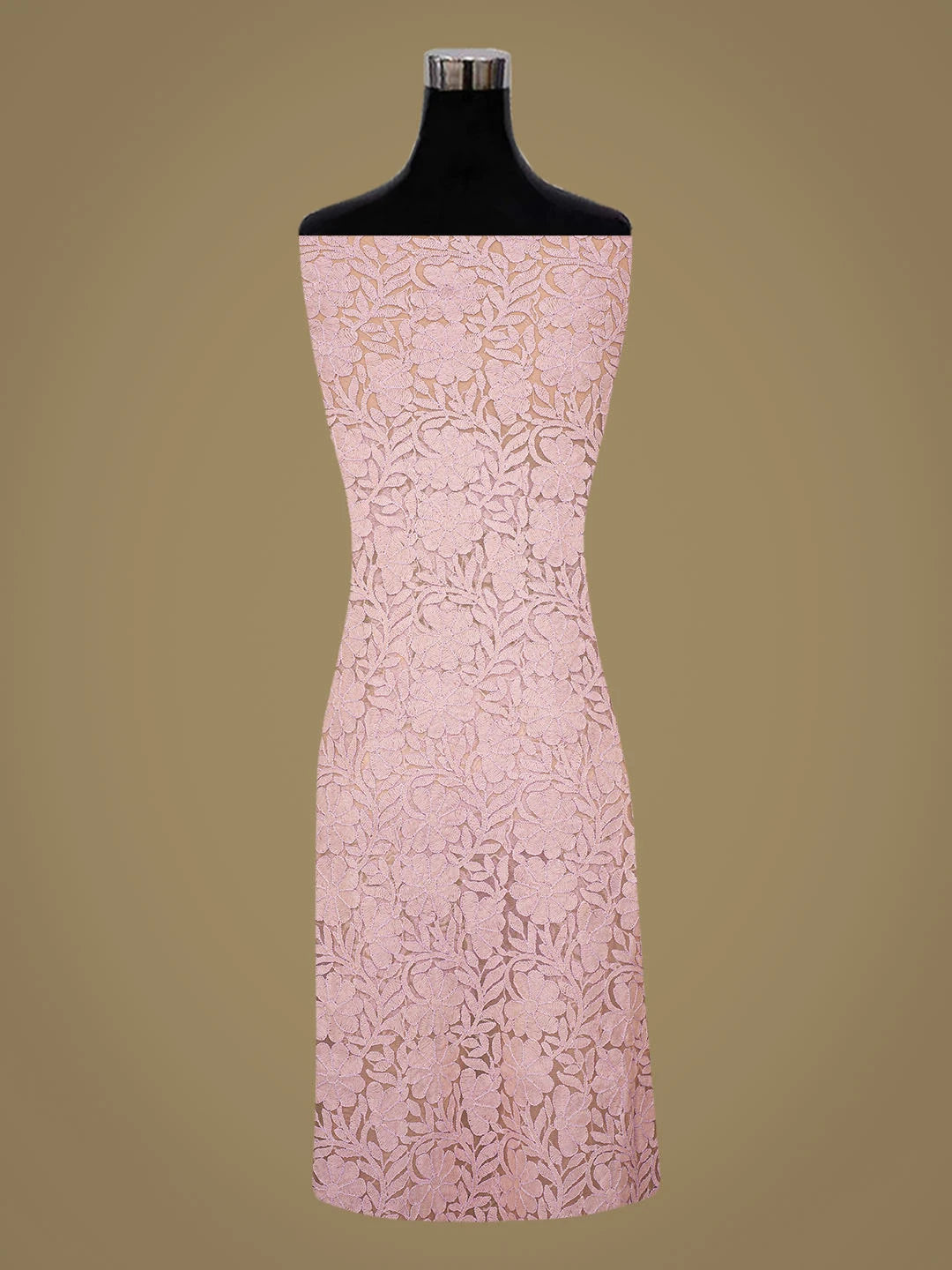 Ada Hand Embroidered Peach Net Lucknowi Chikankari Unstitched Kurta Dupatta Set A166903