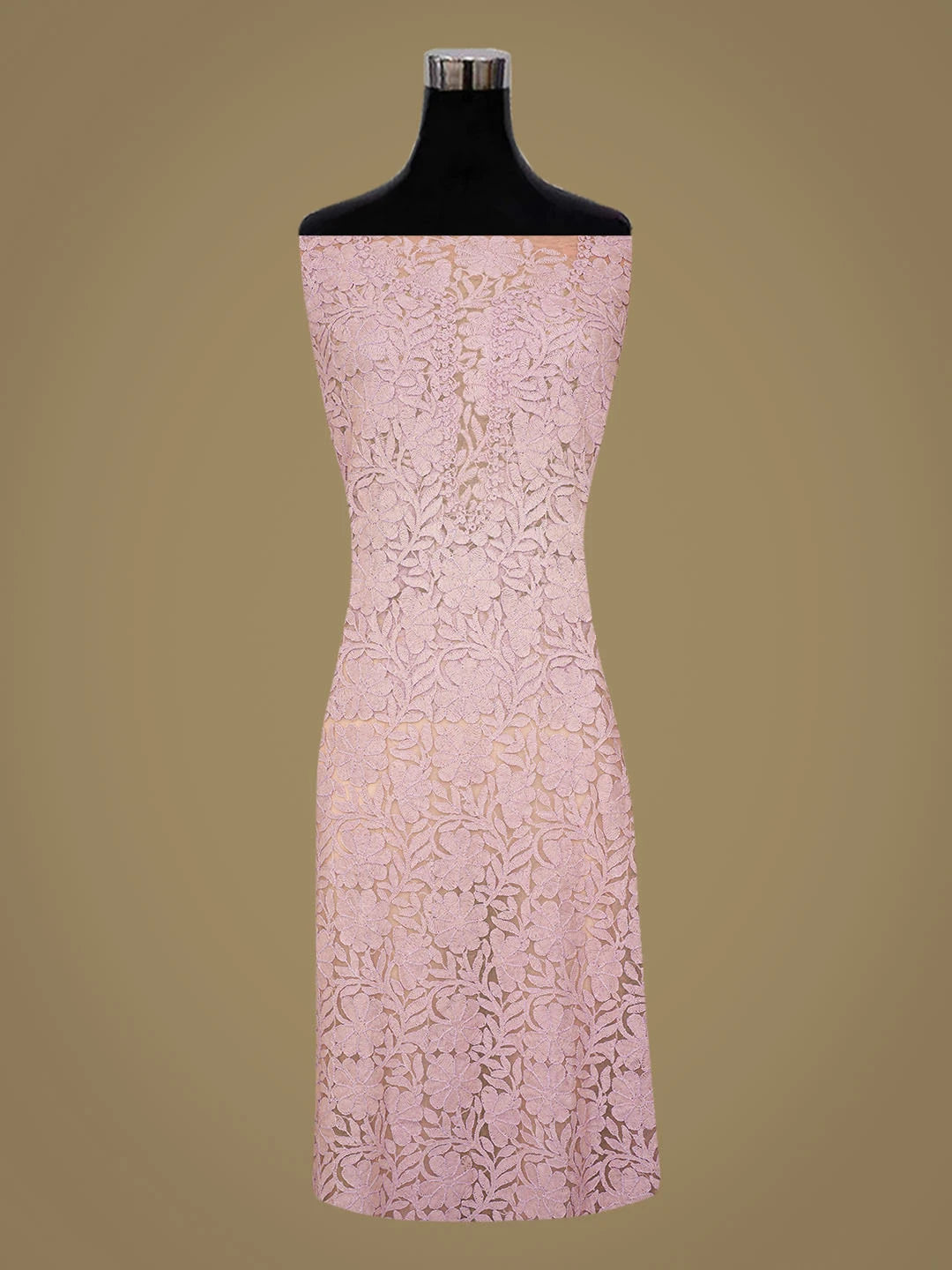 Ada Hand Embroidered Peach Net Lucknowi Chikankari Unstitched Kurta Dupatta Set A166903