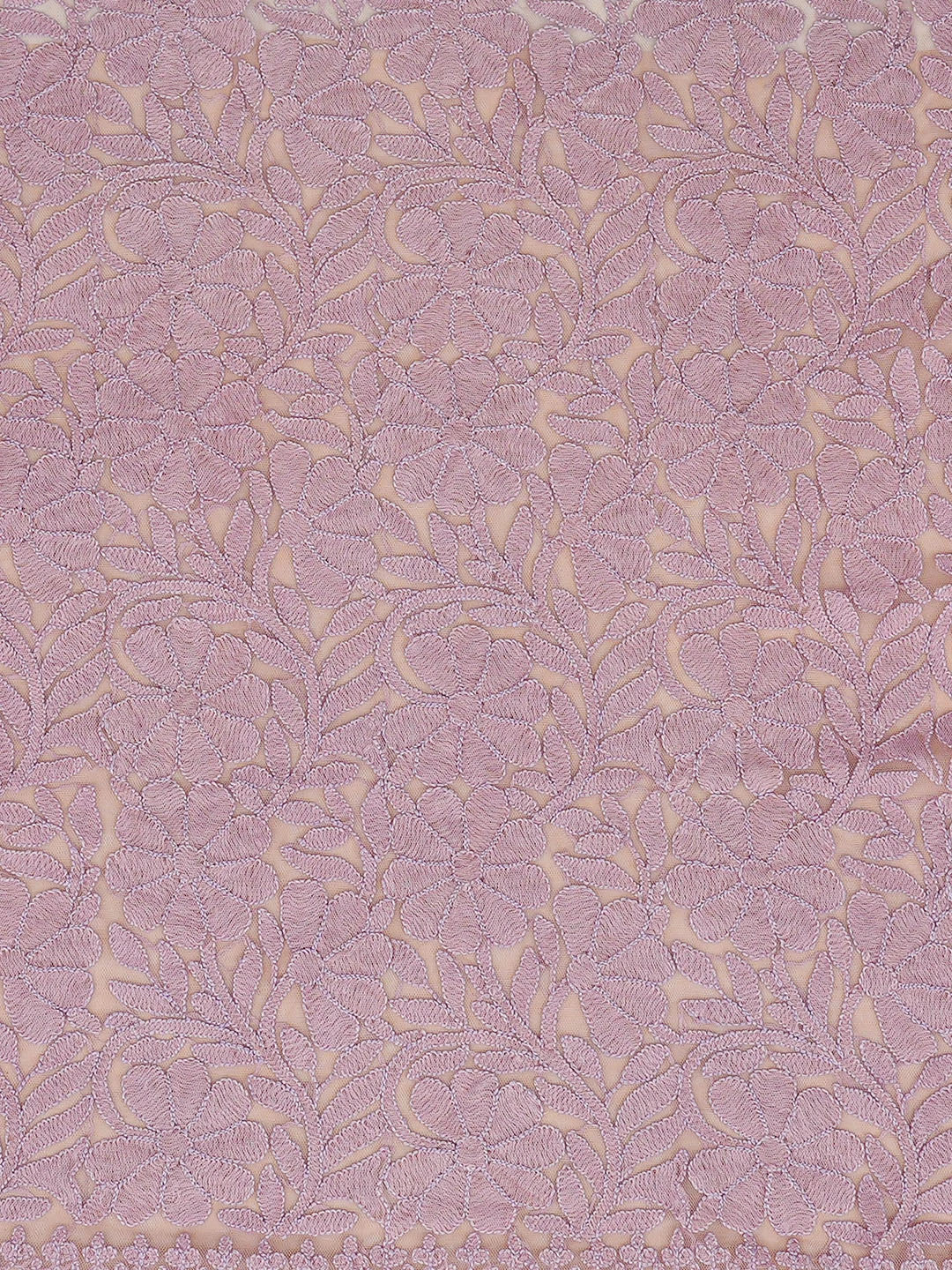 Ada Hand Embroidered Peach Net Lucknowi Chikankari Unstitched Kurta Dupatta Set A166903