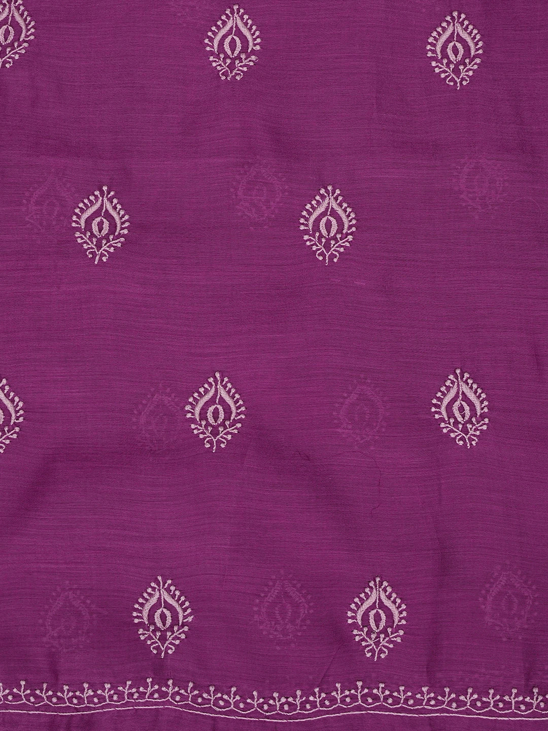 Ada Hand Embroidered Magenta Pure Chanderi Lucknowi Chikankari Unstitched Kurta Dupatta Set 01A858207