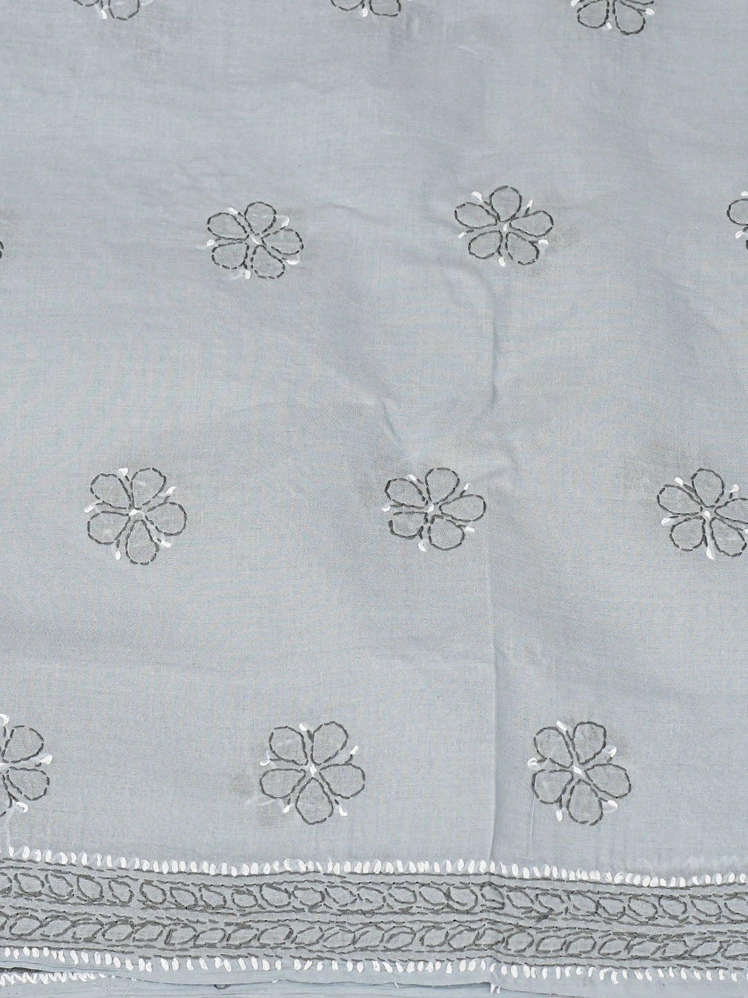 Ada Hand Embroidered Grey Cotton Lucknowi Chikankari Unstitched Suit Piece 01A862930
