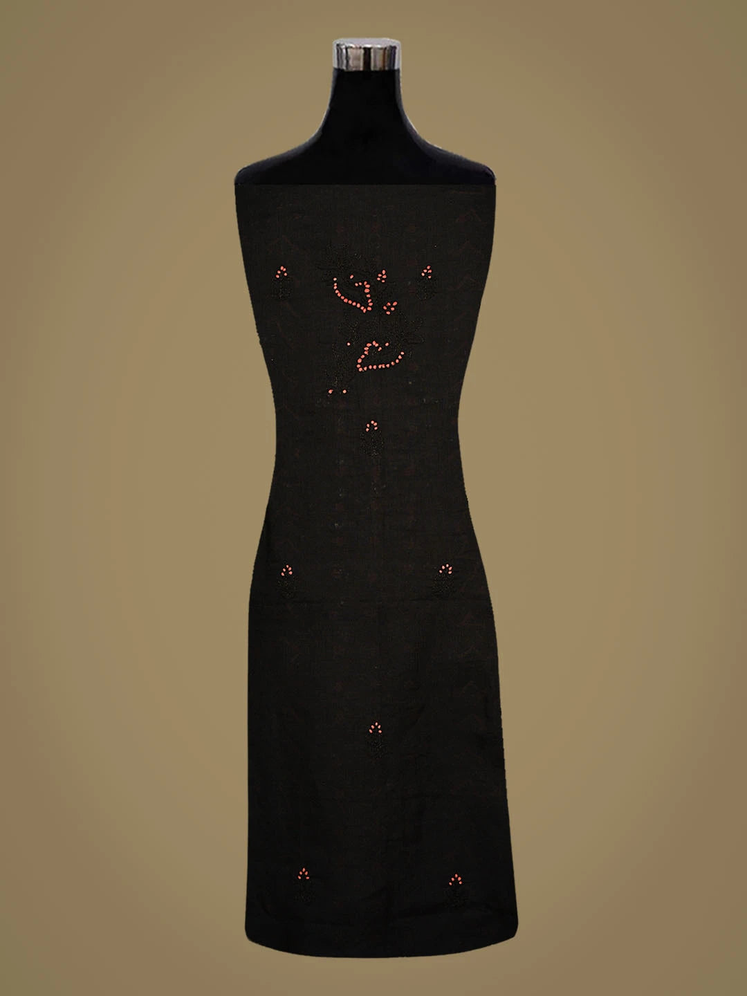 Ada Hand Embroidered Black Cotton Lucknowi Chikankari Unstitched Suit Piece 01A863046