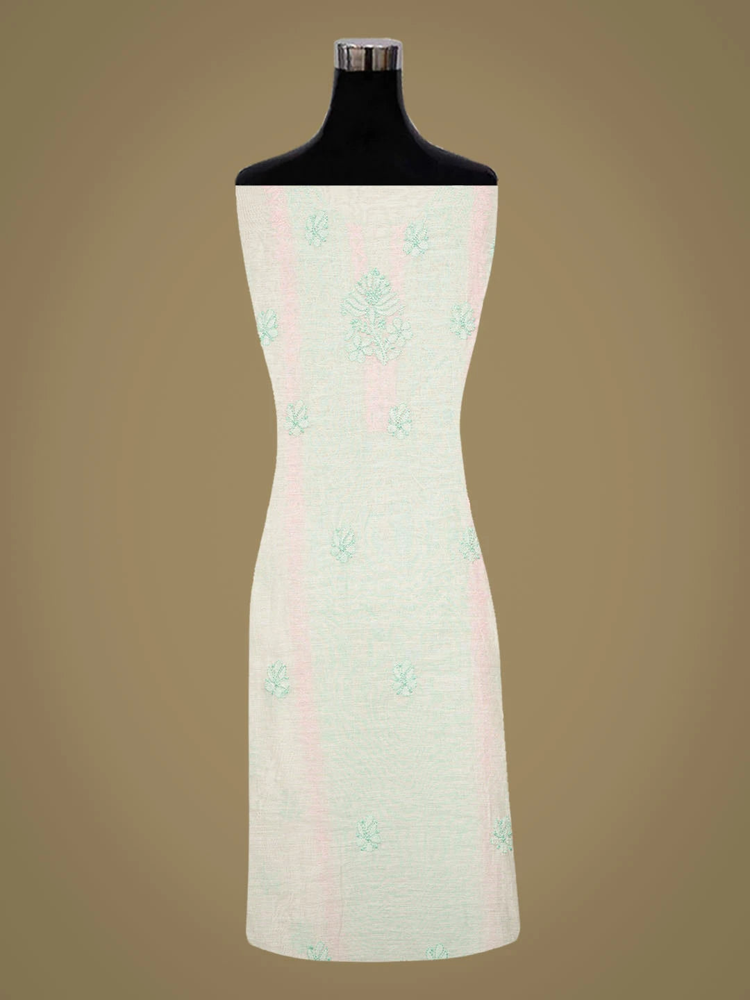 Ada Hand Embroidered White Chanderi Lucknowi Chikankari Unstitched Kurta Dupatta Set 01A862901