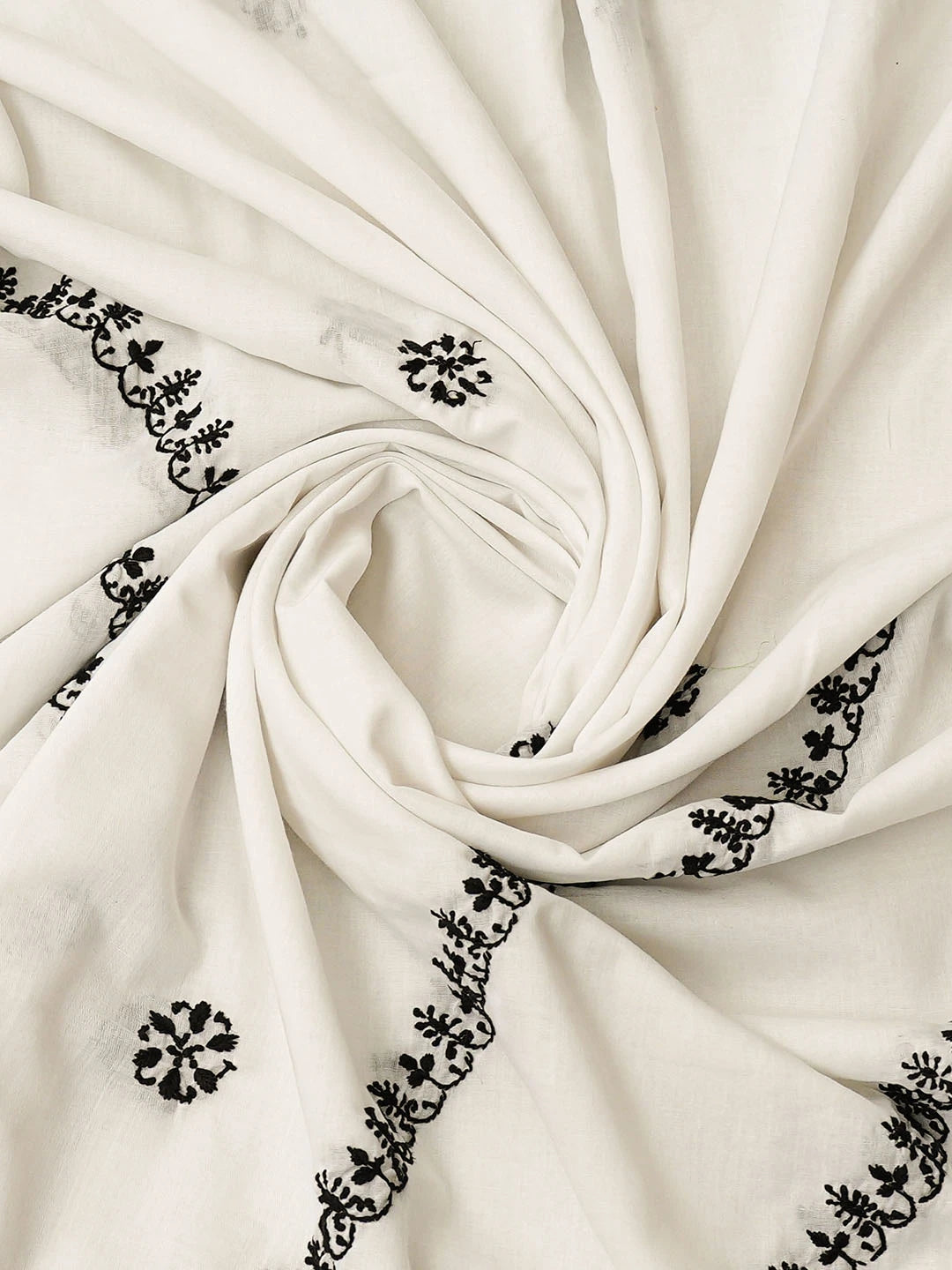 Ada Hand Embroidered White Cotton Lucknowi Chikankari Semi-Stitched Kurta Dupatta Set 01A832333