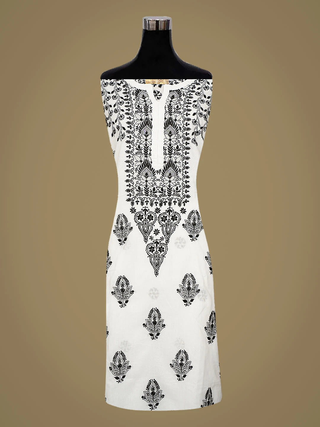 Ada Hand Embroidered White Cotton Lucknowi Chikankari Semi-Stitched Kurta Dupatta Set 01A832333