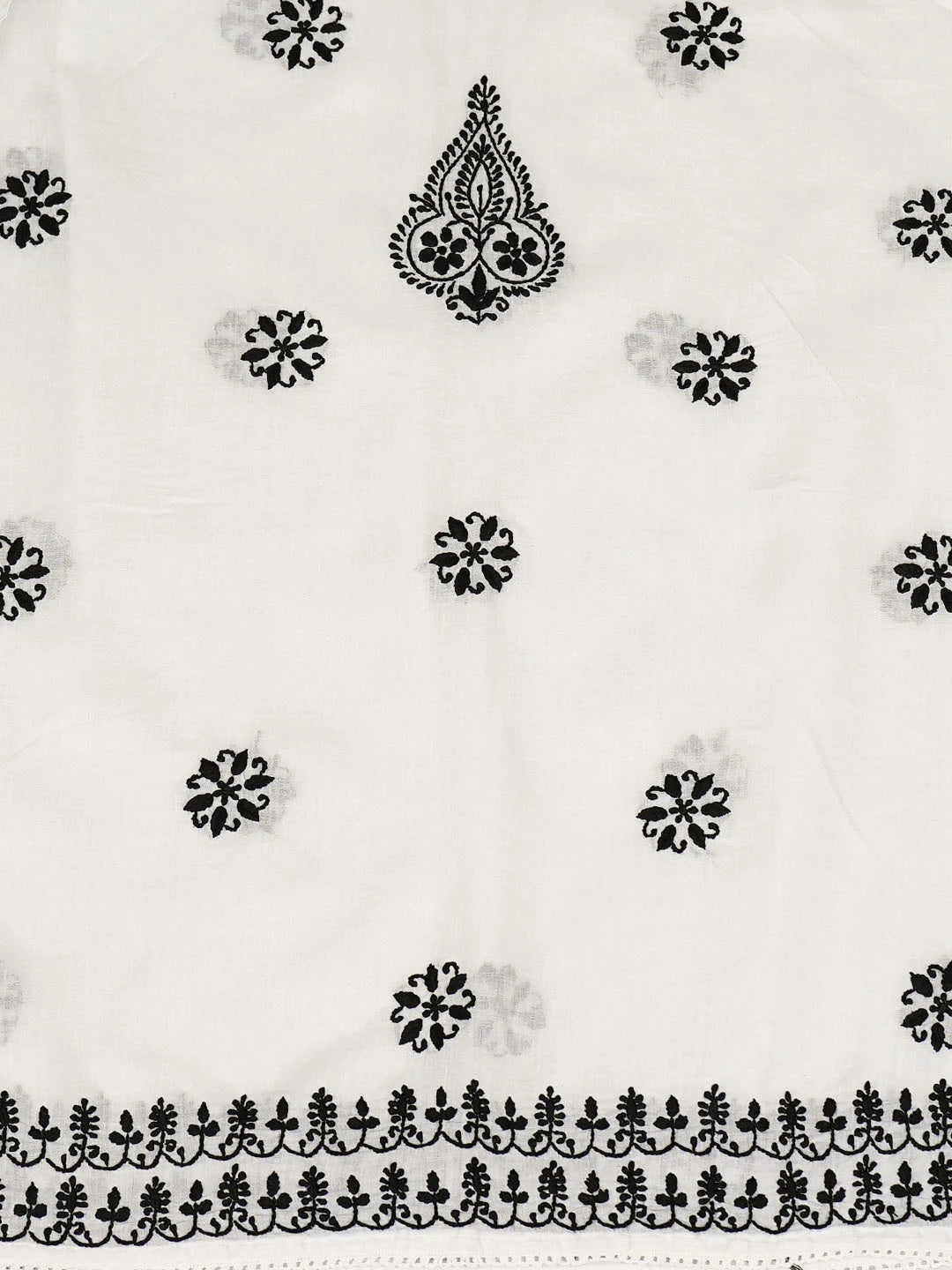 Ada Hand Embroidered White Cotton Lucknowi Chikankari Semi-Stitched Kurta Dupatta Set 01A832333