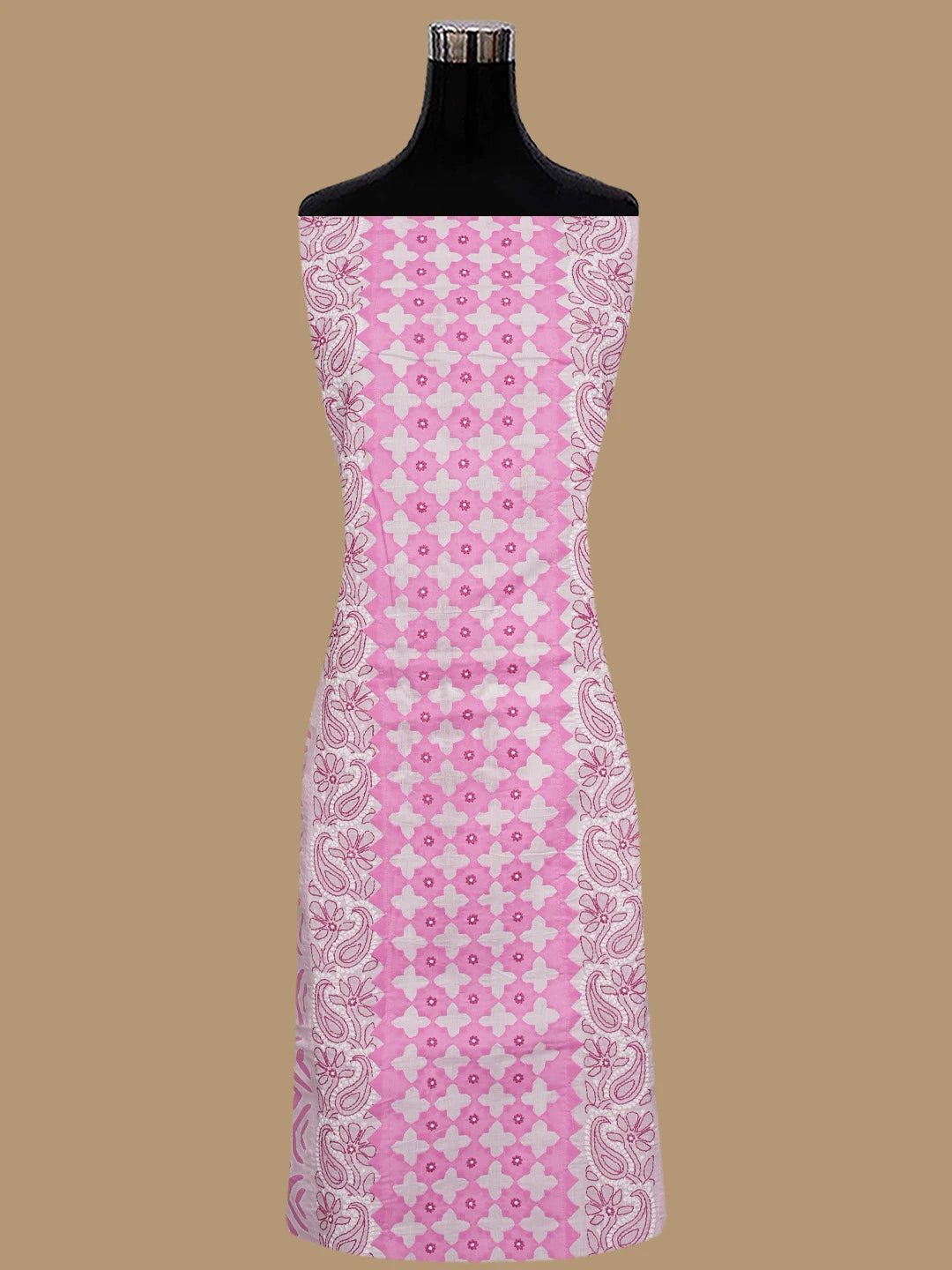 Ada Hand Embroidered White Cotton Lucknowi Chikankari Unstitched Suit Piece 01A845315