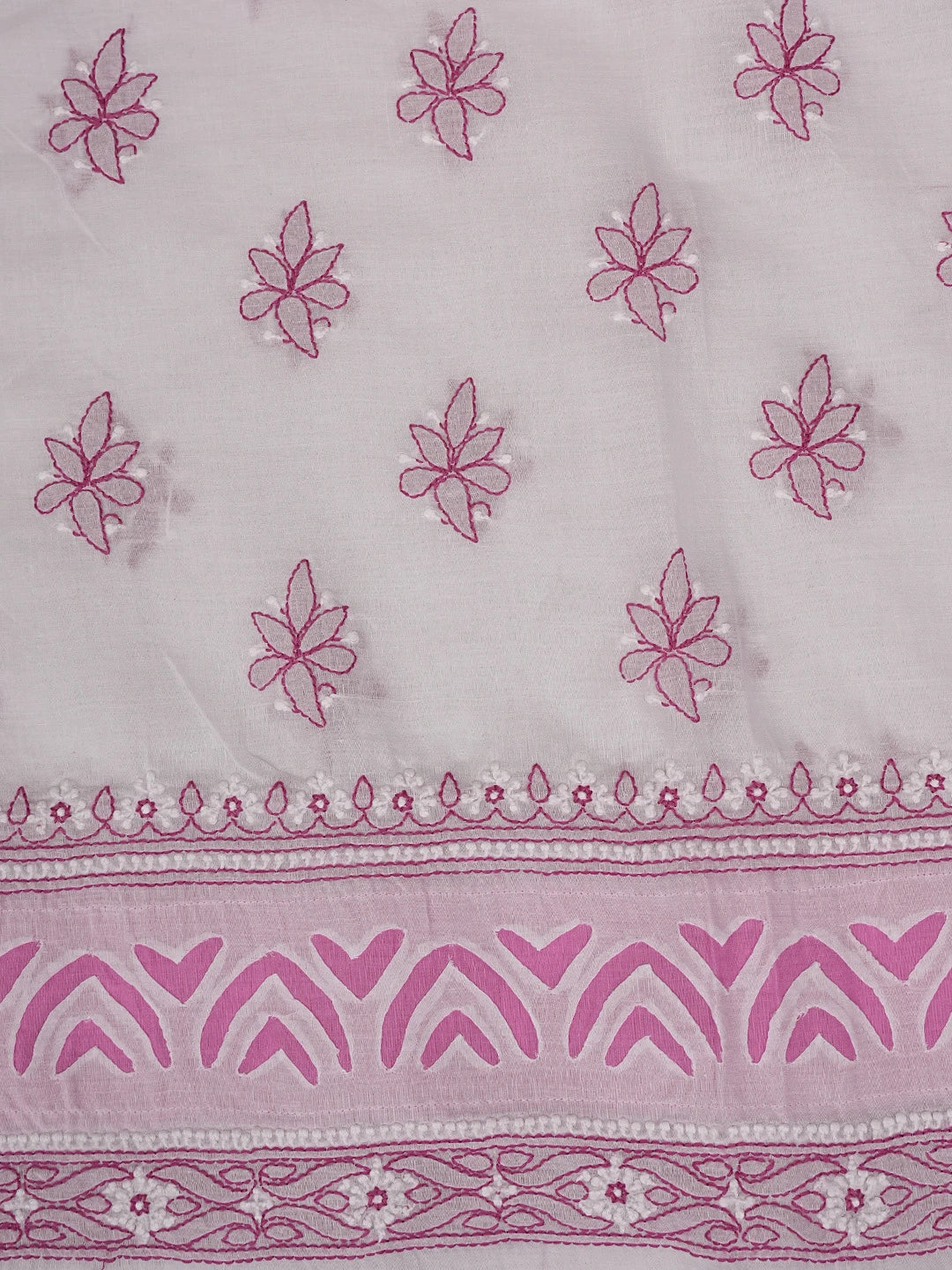 Ada Hand Embroidered White Cotton Lucknowi Chikankari Unstitched Suit Piece 01A845315