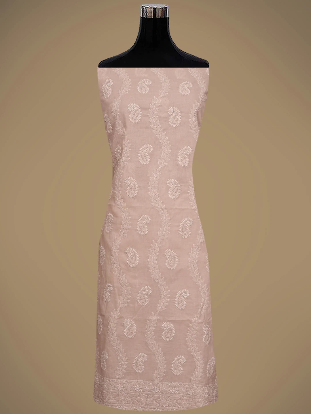 Ada Hand Embroidered Dusty Peach Cotton Lucknowi Chikankari Unstitched Suit Piece 01A861471
