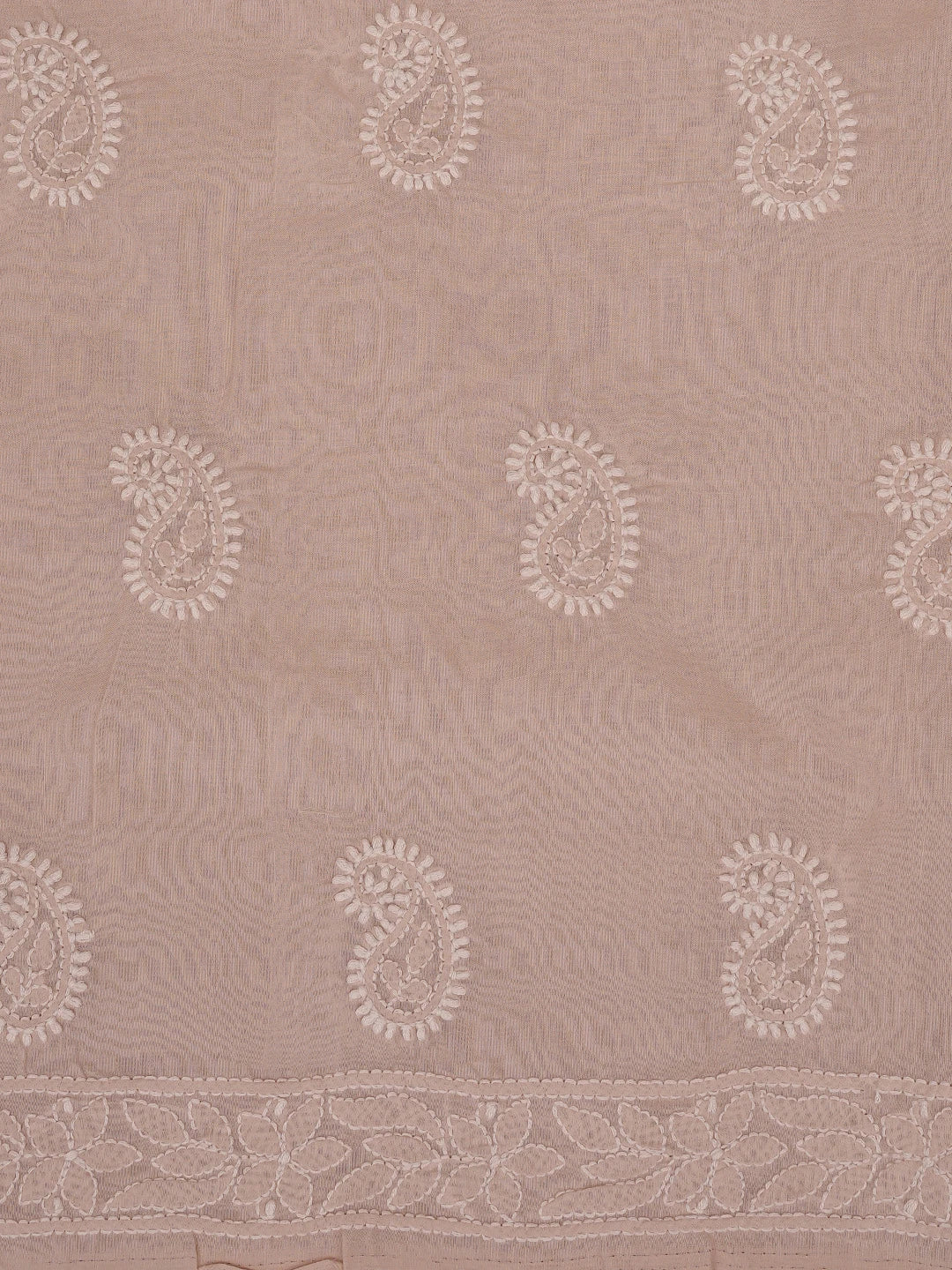 Ada Hand Embroidered Dusty Peach Cotton Lucknowi Chikankari Unstitched Suit Piece 01A861471