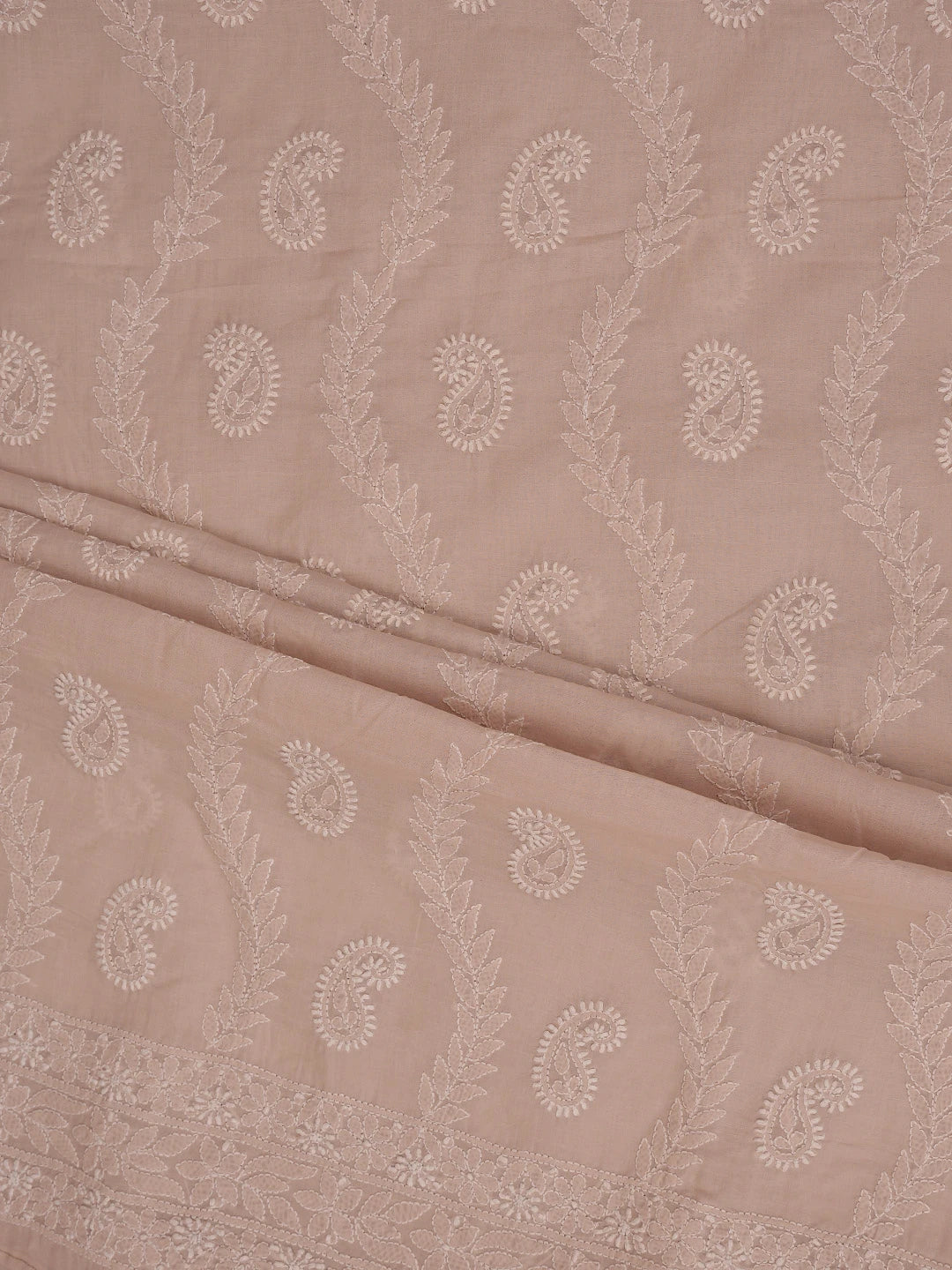 Ada Hand Embroidered Dusty Peach Cotton Lucknowi Chikankari Unstitched Suit Piece 01A861471