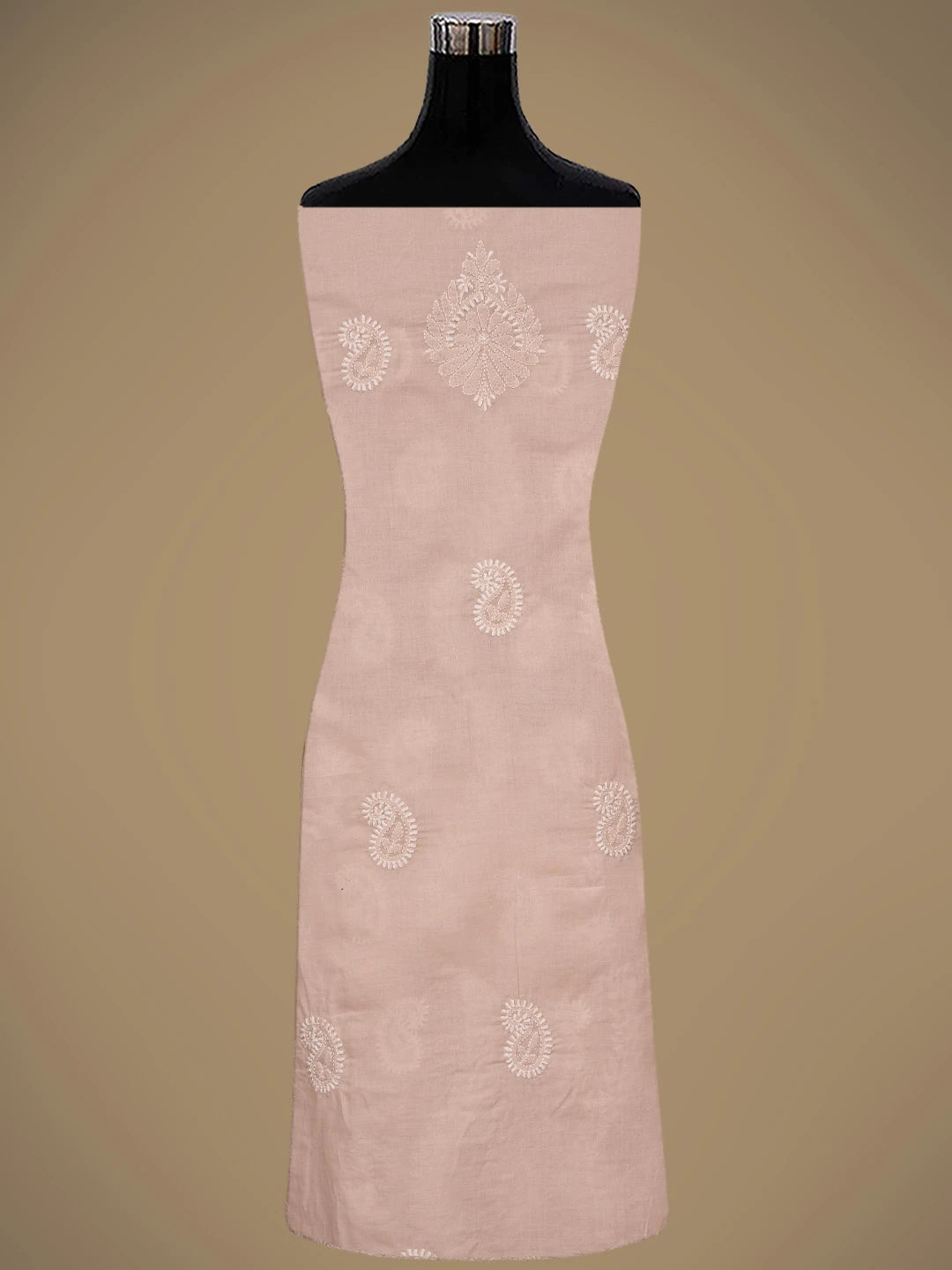 Ada Hand Embroidered Dusty Peach Cotton Lucknowi Chikankari Unstitched Suit Piece 01A861471