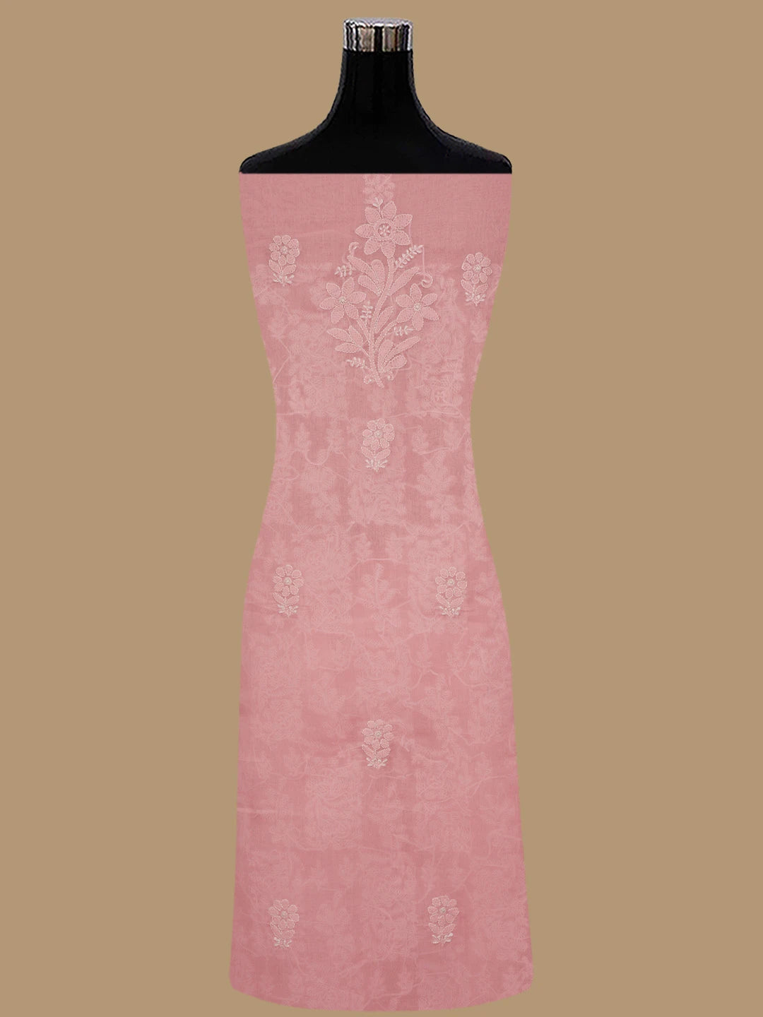 Ada Hand Embroidered Pink Cotton Lucknowi Chikankari Unstitched Suit Piece 01A764939
