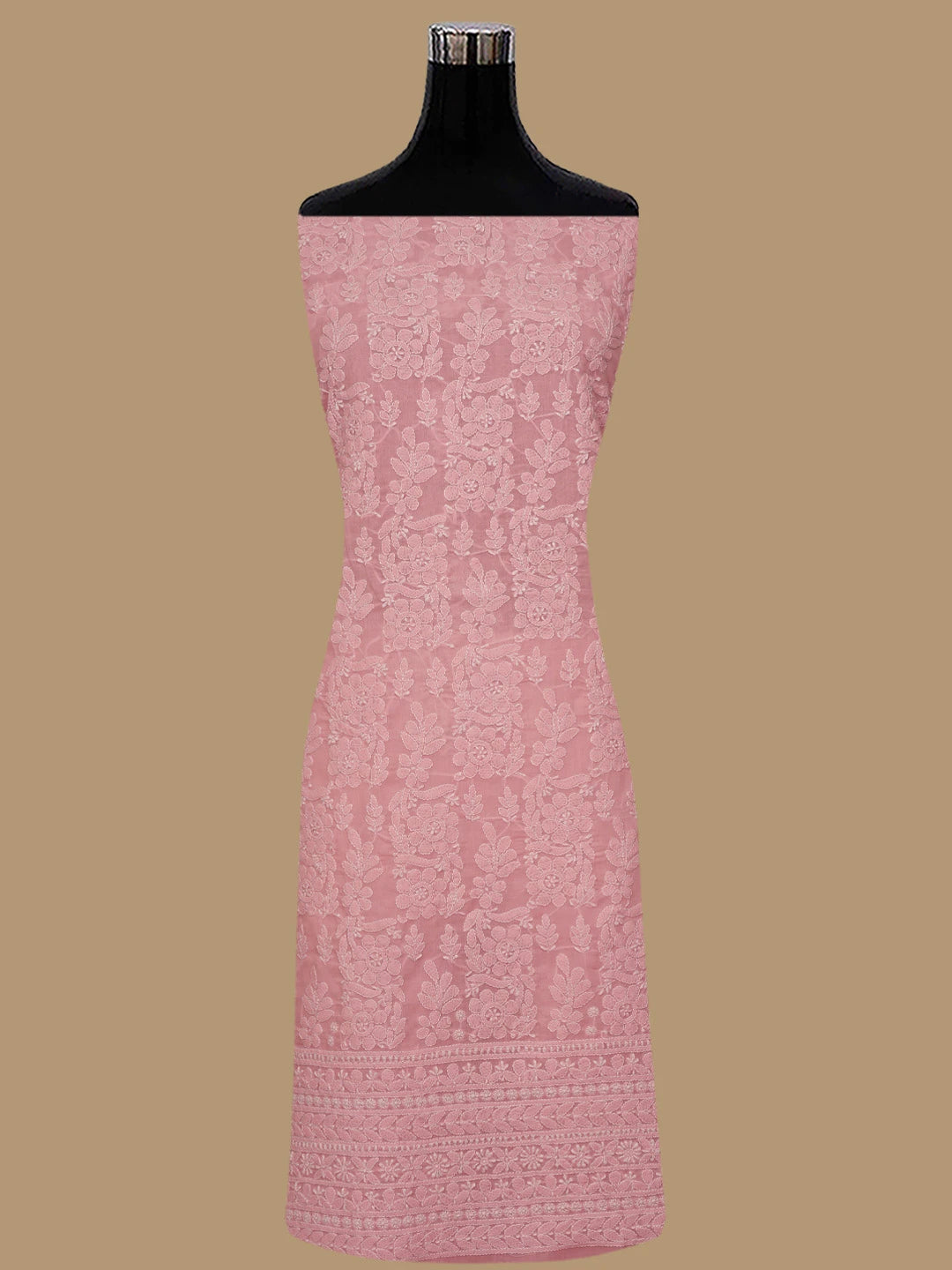 Ada Hand Embroidered Pink Cotton Lucknowi Chikankari Unstitched Suit Piece 01A764939