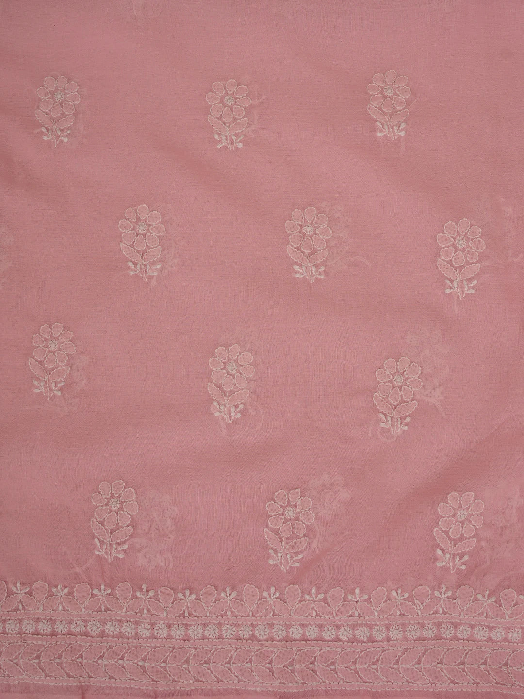 Ada Hand Embroidered Pink Cotton Lucknowi Chikankari Unstitched Suit Piece 01A764939
