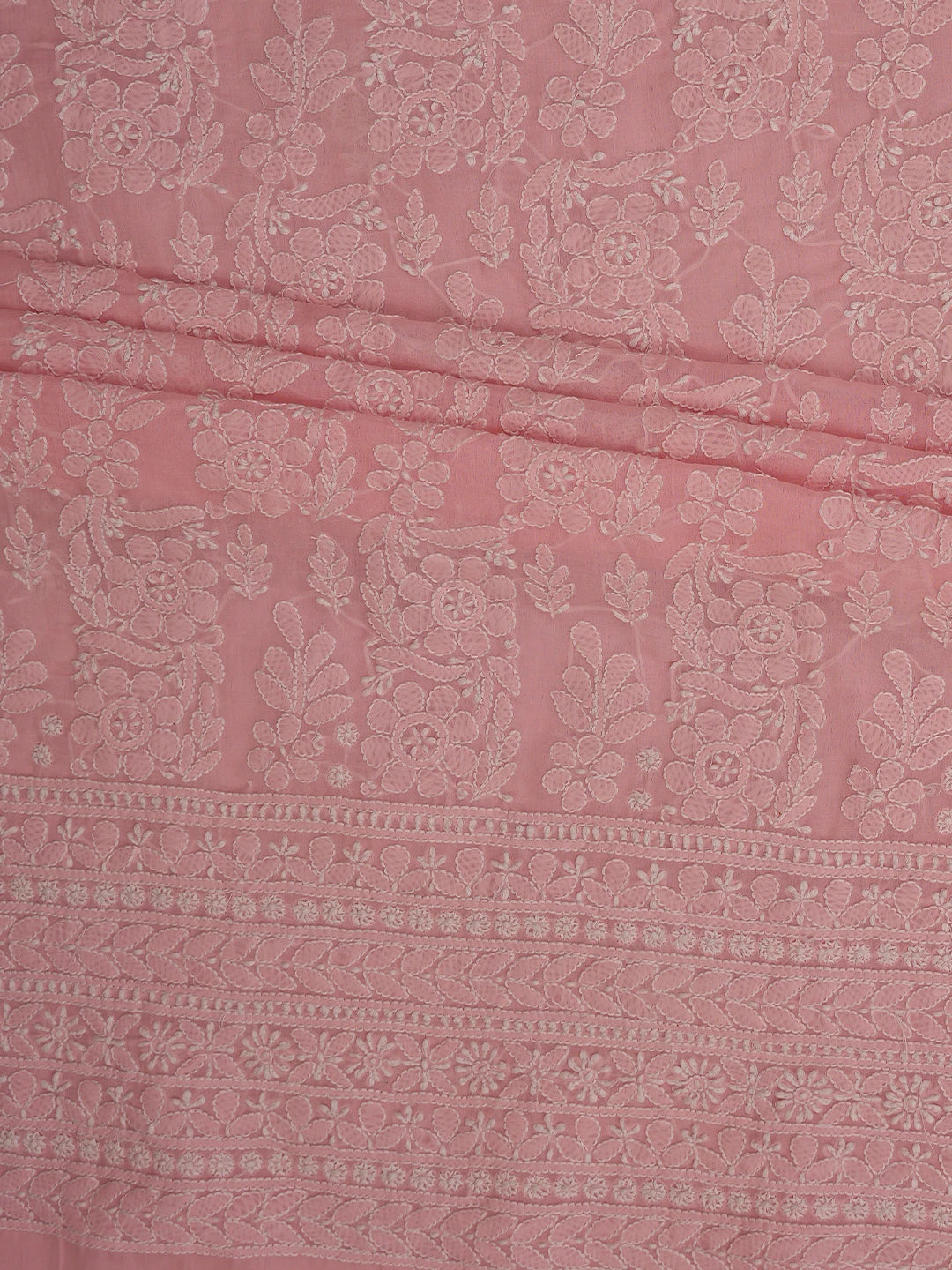 Ada Hand Embroidered Pink Cotton Lucknowi Chikankari Unstitched Suit Piece 01A764939