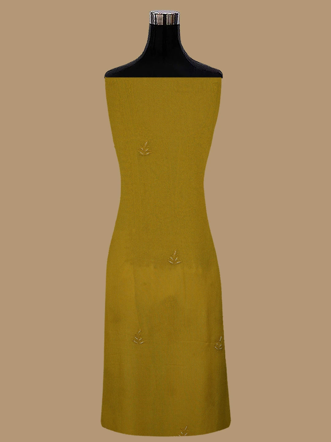 Ada Hand Embroidered Mustard Viscose Georgette Lucknowi Chikankari Unstitched Kurta Dupatta Set With Cutdana Work 01A771715