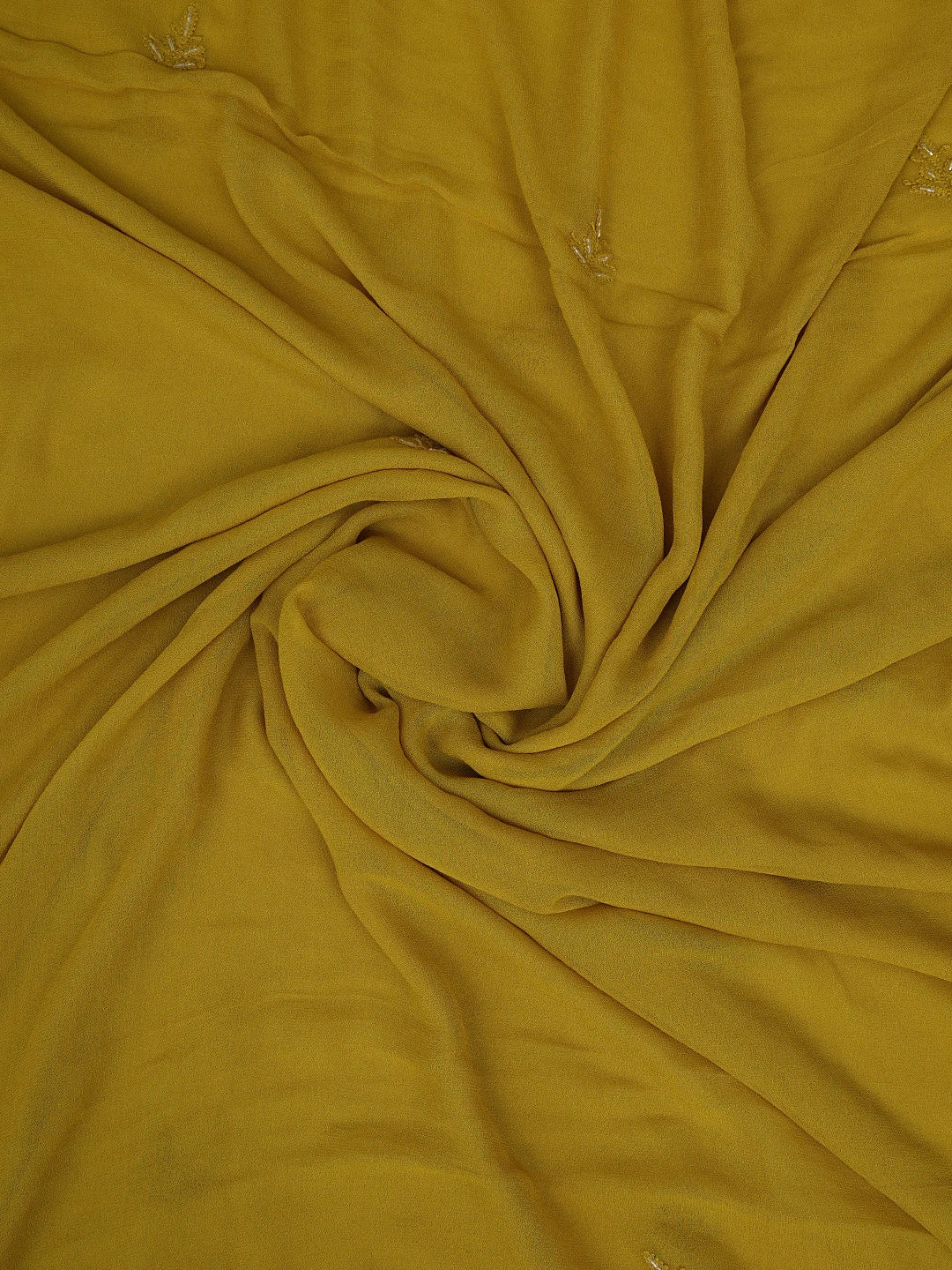 Ada Hand Embroidered Mustard Viscose Georgette Lucknowi Chikankari Unstitched Kurta Dupatta Set With Cutdana Work 01A771715