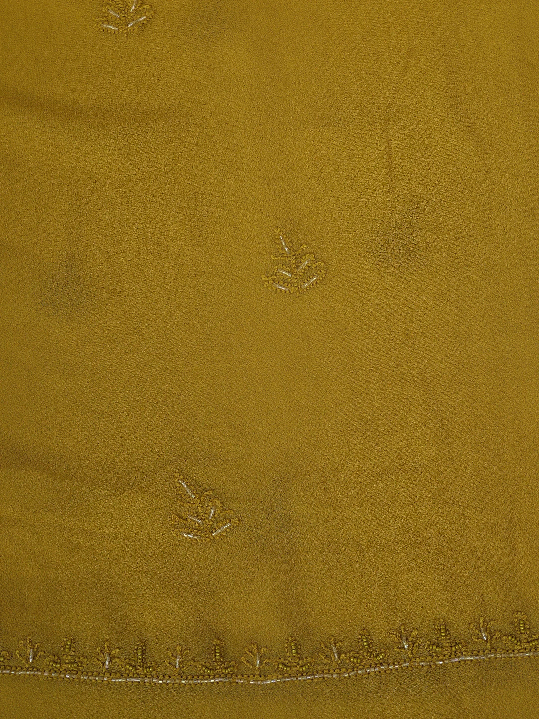 Ada Hand Embroidered Mustard Viscose Georgette Lucknowi Chikankari Unstitched Kurta Dupatta Set With Cutdana Work 01A771715