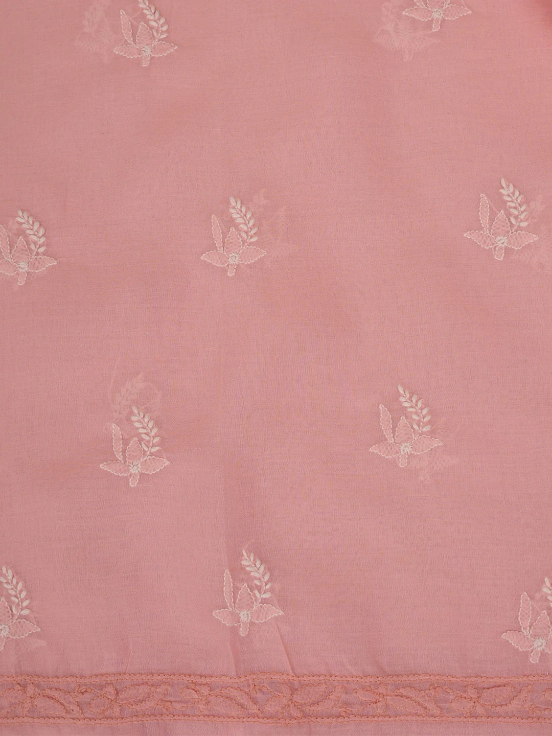 Ada Hand Embroidered Peach Cotton Lucknowi Chikankari Unstitched Suit Piece 01A844044