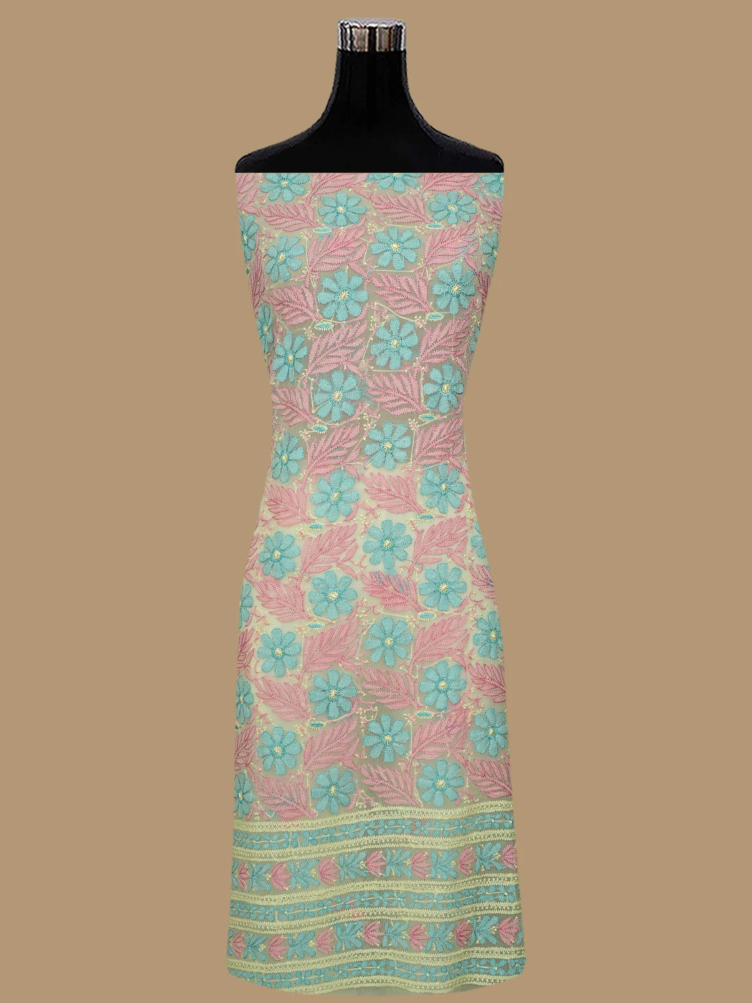 Ada Hand Embroidered Lemon Georgette Lucknowi Chikankari Unstitched Suit Piece 01A833118