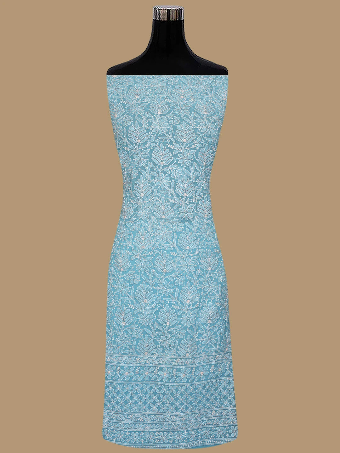 Ada Hand Embroidered Blue Georgette Lucknowi Chikankari Unstitched Suit Piece 01A644005